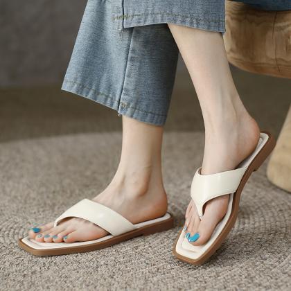 Premium Sense Square Toe Flip-flops on Luulla