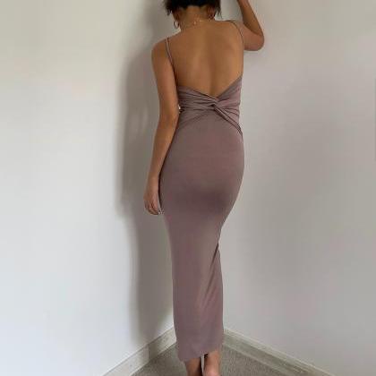 Sexy Backless Bodycon Midi Dress