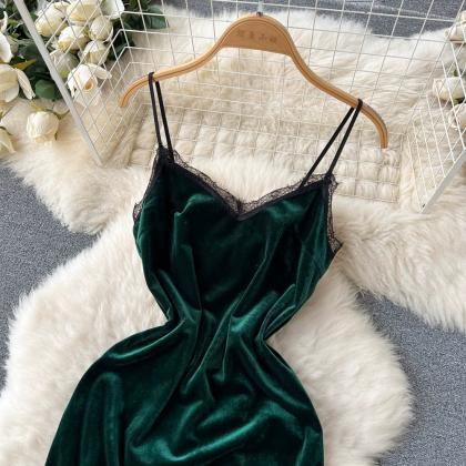 Women Maroon Velvet Front Slit Bodycon Dress