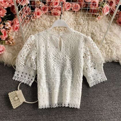 Lace Puff Sleeves Top