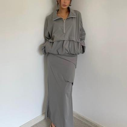 Women's Two Piece Outfits Loose Gray..