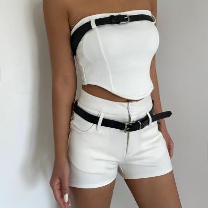 High-waisted Tight Casual Shorts With Slim-fit..
