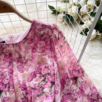 Floral Drawstring Fold Bodycon Maxi Dress