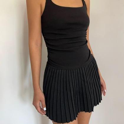 Stretchy Knit A-line Pleated Skirts
