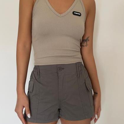 Womens Casual High Waist Cargo Shorts With Pockets..