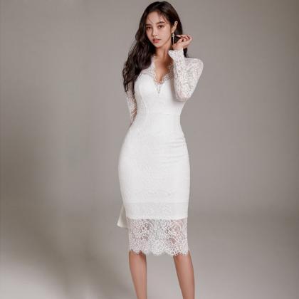 Long Sleeve Lace Cocktail Dresses Party Wedding..