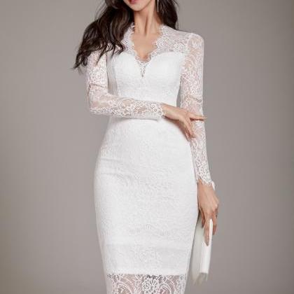 Long Sleeve Lace Cocktail Dresses Party Wedding..