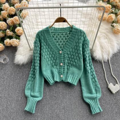 Cropped Cardigan Sweaters For Women Long Sleeve..