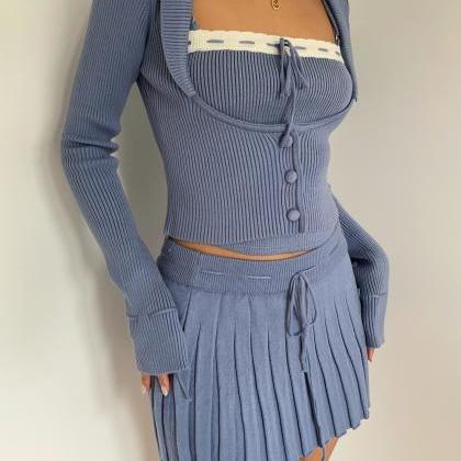 Sweet And Spicy Halter Knit Cardigan High-waisted..