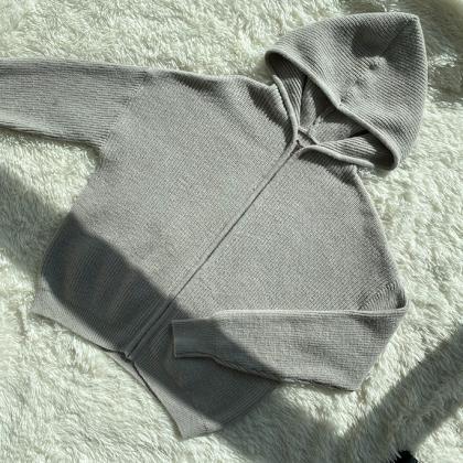 Hooded Cardigan Oversized Slouchy Zipper Knit..