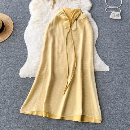 Beach Holiday Style Maxi Dress With Ruffled Slip..