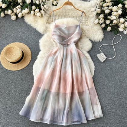 Sweet Mesh Dress Temperament Fairy Holiday Maxi..