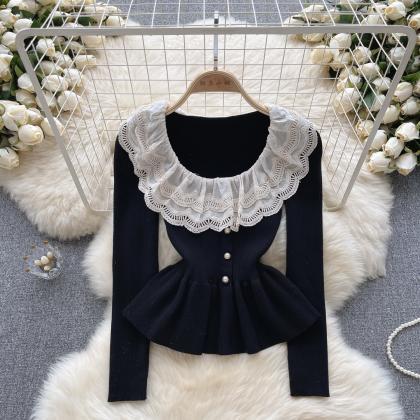 Sweet Lace Lace Doll Patchwork Knit Top Base..
