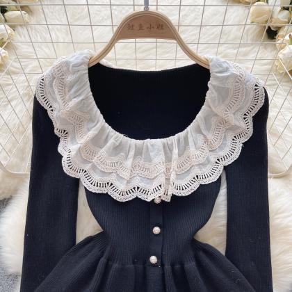 Sweet Lace Lace Doll Patchwork Knit Top Base..
