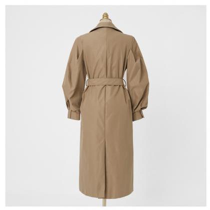 Loose Long Sleeve Fashion Belted Trench Coat