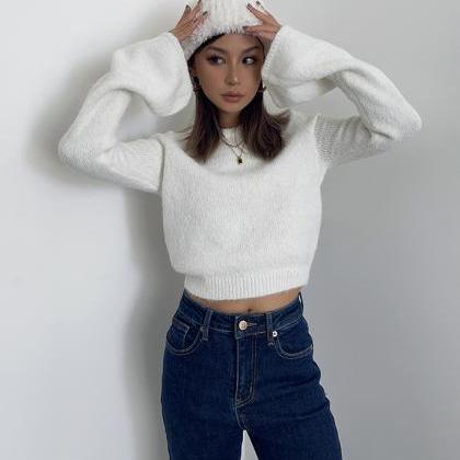 High-waisted Flared Long-sleeved Sweater Sweater..