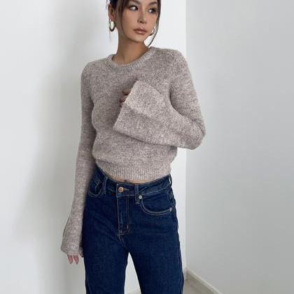 High-waisted Flared Long-sleeved Sweater Sweater..
