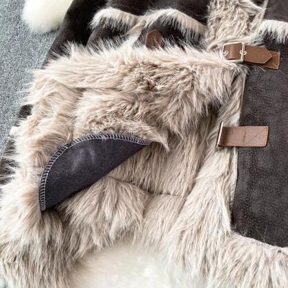 Fashion Lamb Coat Fur Biker Jacket Thickened Lamb..
