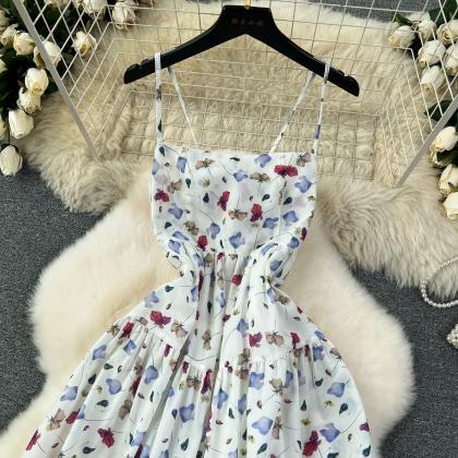 Holiday Dress Hollow Halter Floral Fairy Dress..