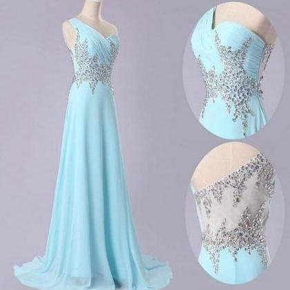 Light Blue Prom Dress,chiffon Long Evening..