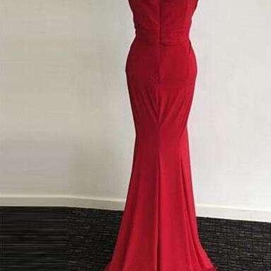 Red Halter Prom Dress,backless Sheath Evening..