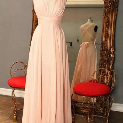Simple Pink Prom Dress With Criss-cross..