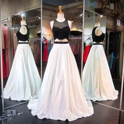 Two Pieces A Line Beading Sleeveless Evening Dress..