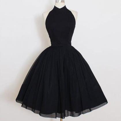 Cute Black Backless Short Prom Dress, A Line..
