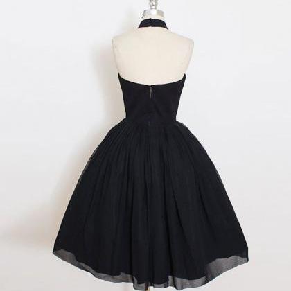 Cute Black Backless Short Prom Dress, A Line..