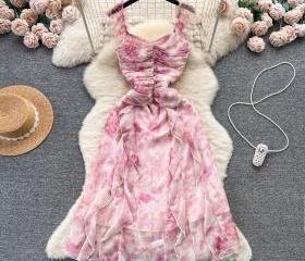 Freya French retro style embroidery large swing skirt bubble sleeve dress main image 0