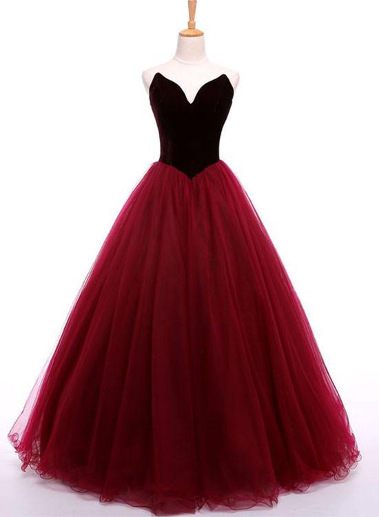 Burgundy Sweetheart Neck Long Prom Gown,burgundy Evening Dress,formal Dress