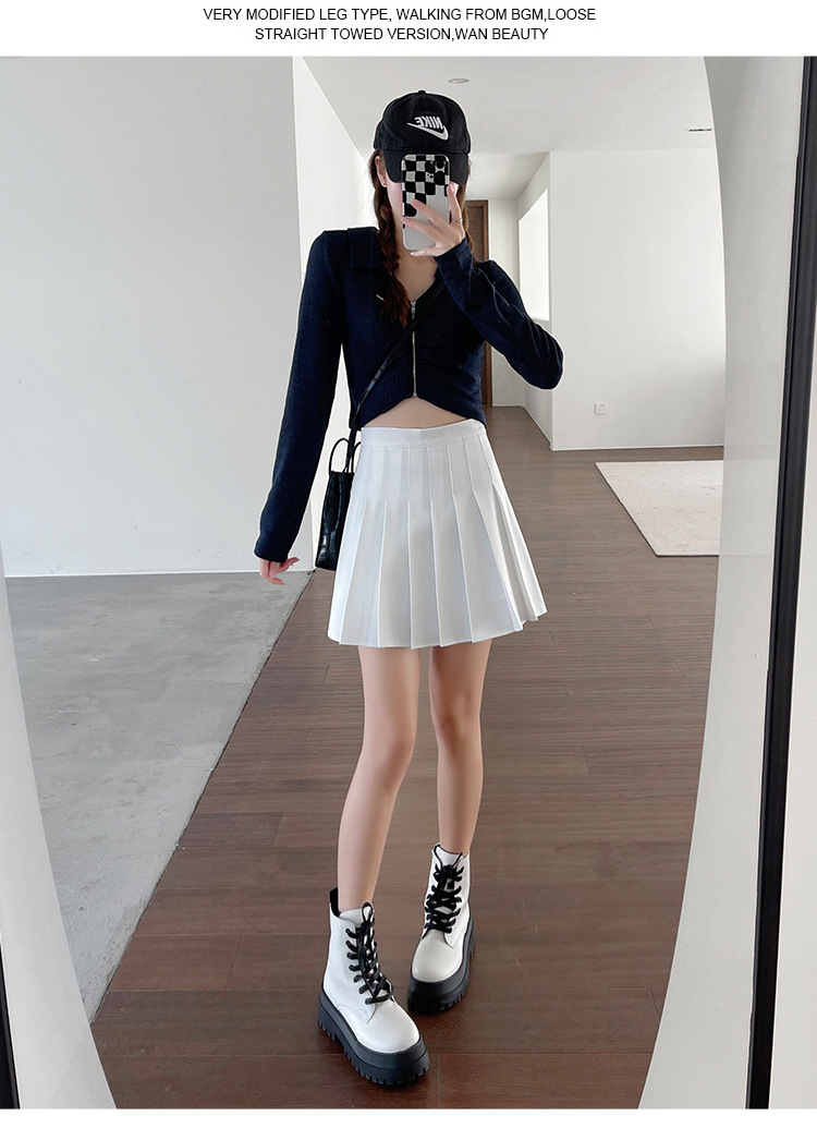 White Pleated Skirt Schoolgirl's High Waist A-line Short Skirt