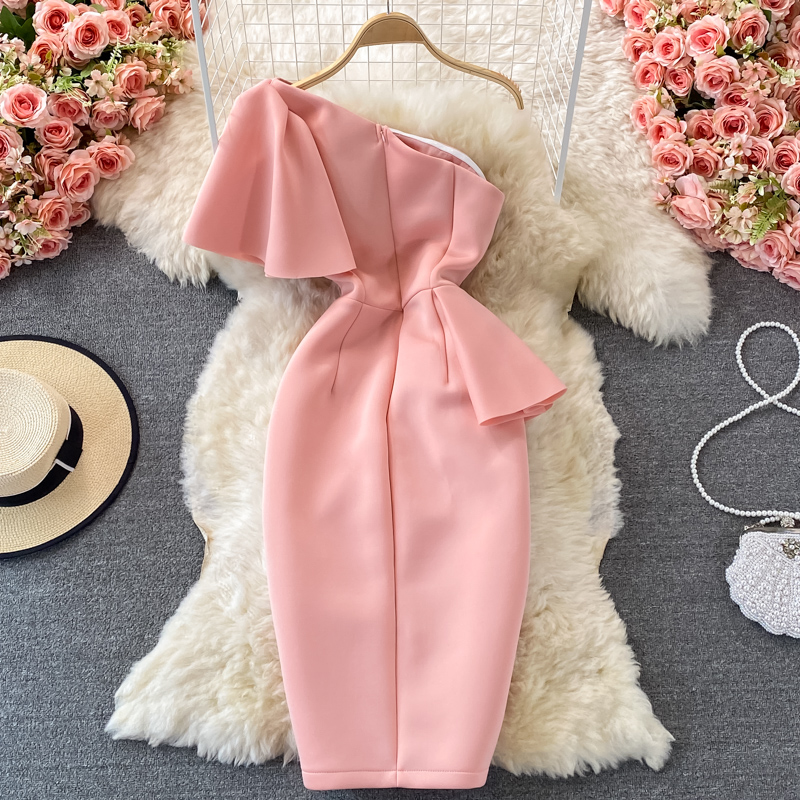 Light Luxury Off-shoulder Slit Bodycon Dress on Luulla