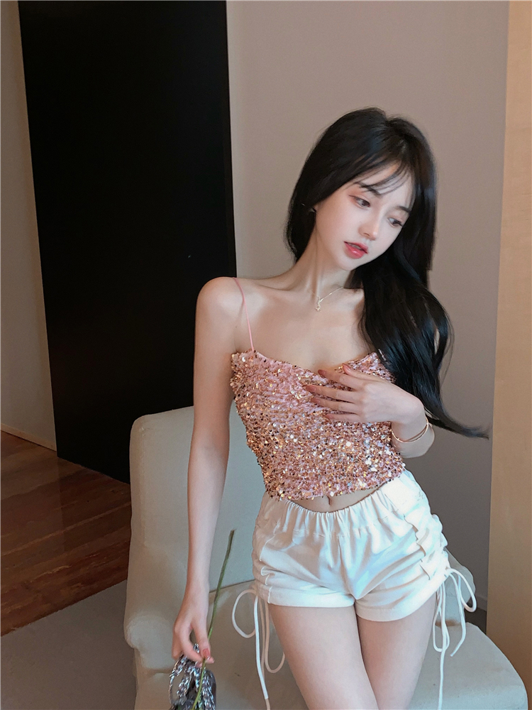 Pink Sweet Sling Shiny Camisole Top A601