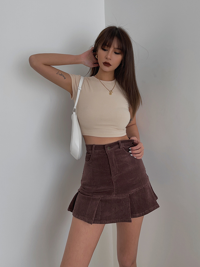 Ruffled Pleated Mini Skirt