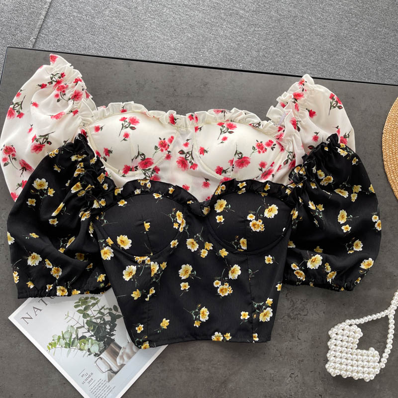 Floral Chiffon Cropped Top