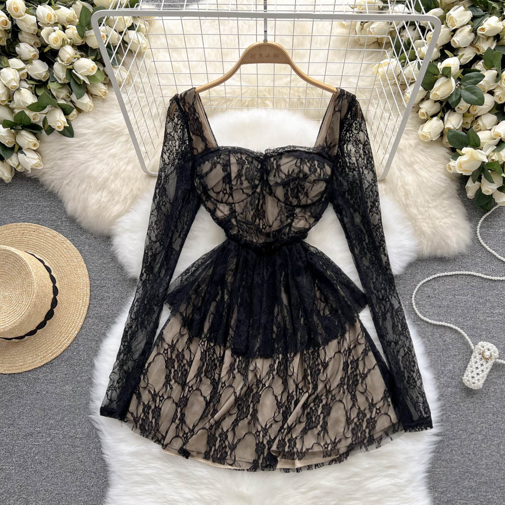 Lace Long Sleeve A-Line Party Dress