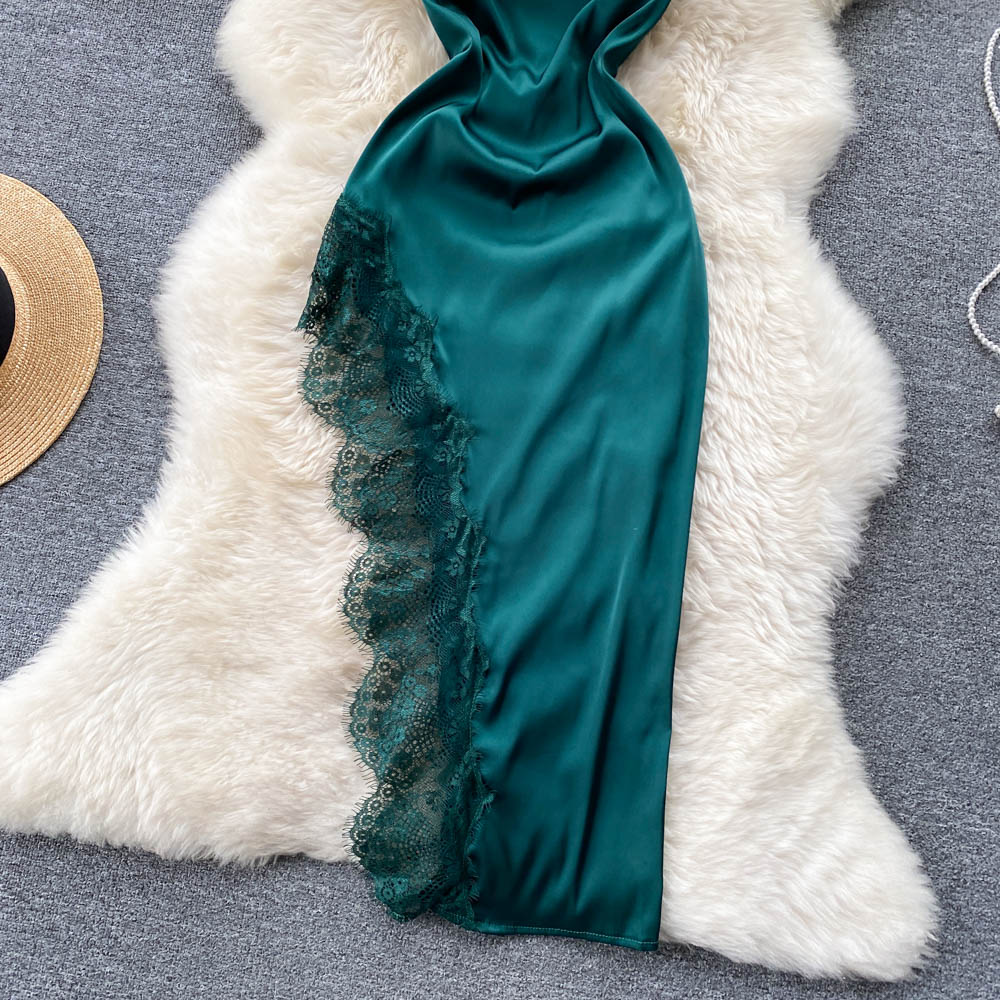 Irregular Lining print side Slit Dress main image 0