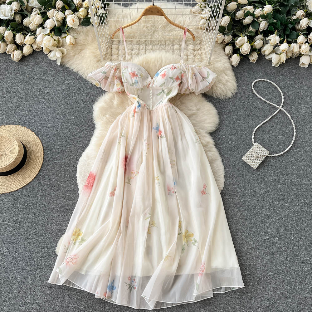 Sexy Off-shoulder Fairy Sling Dress Floral Dress on Luulla