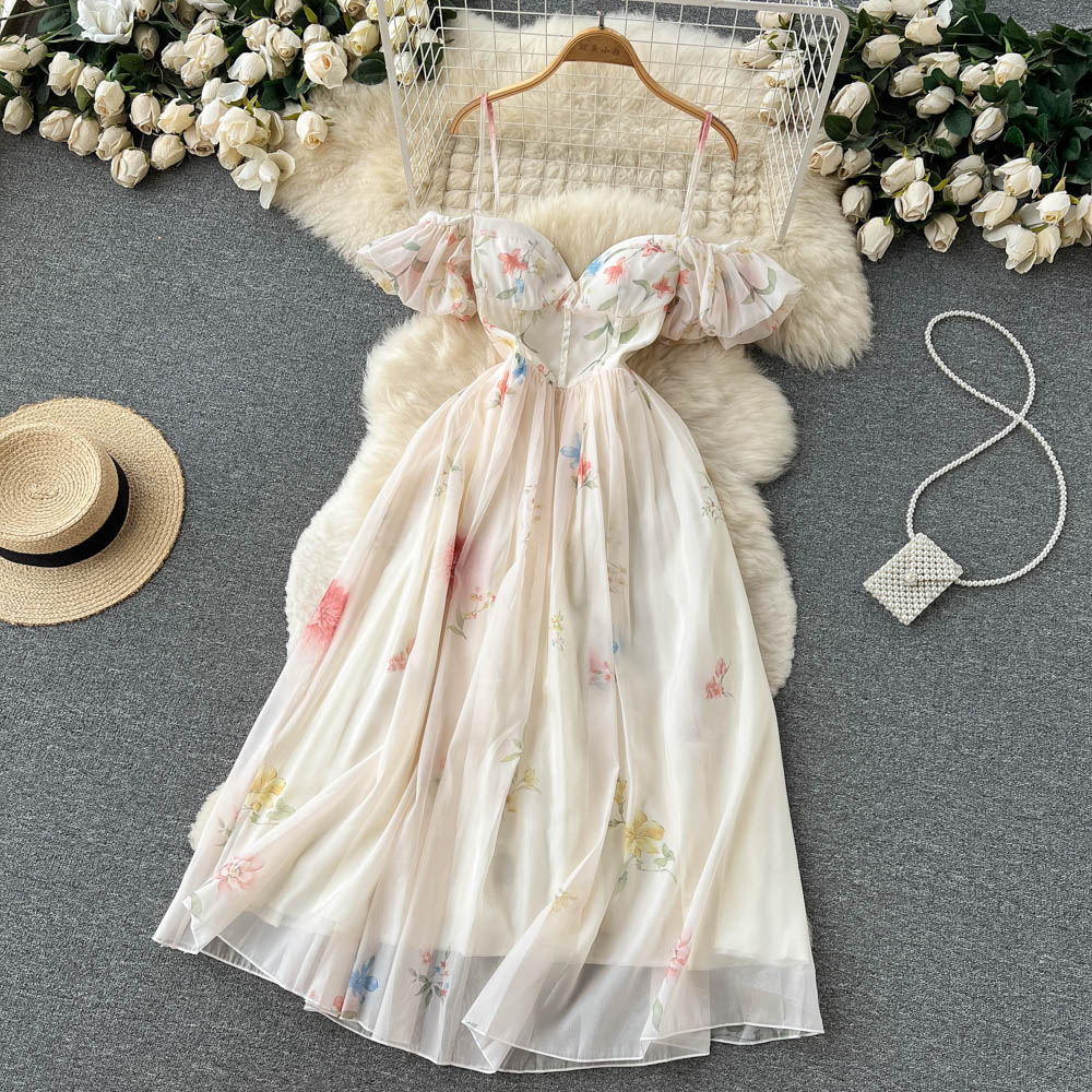 Sexy Off-shoulder Fairy Sling Dress Floral Dress on Luulla