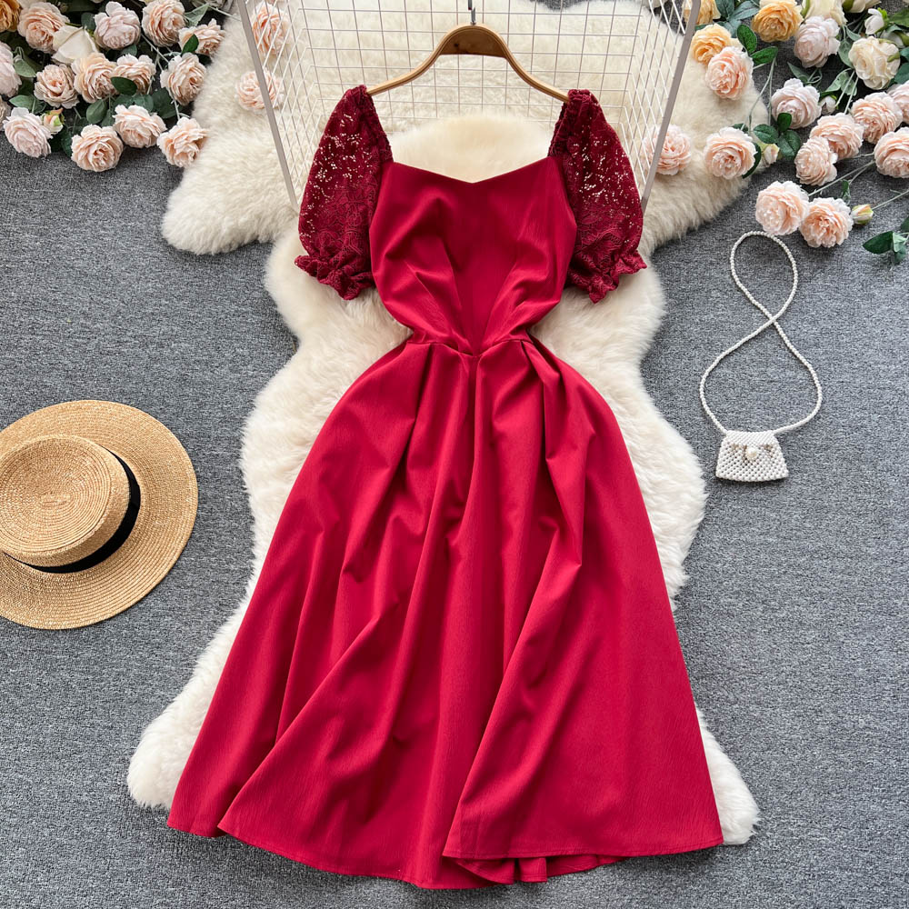 Short Sleeves Lace Dress A Line Wedding Party Dress