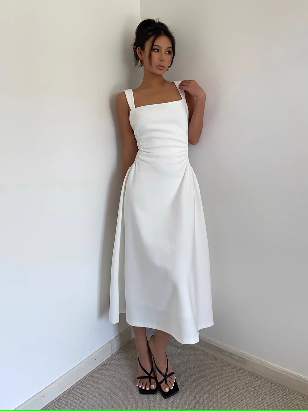 Homemade White Backless Halter Dress Prom Party Dress