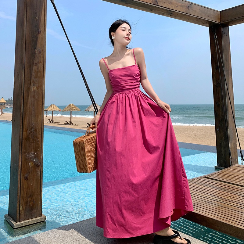 Rose Camisole Dress Waist-slimming Maxi Midi Dress