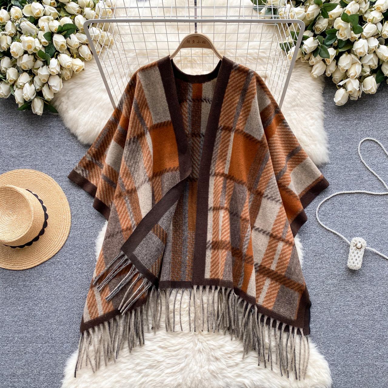 Shawl Wrap Poncho Ruana Cape Cardigan Sweater Open Front For Spring Fall Winter