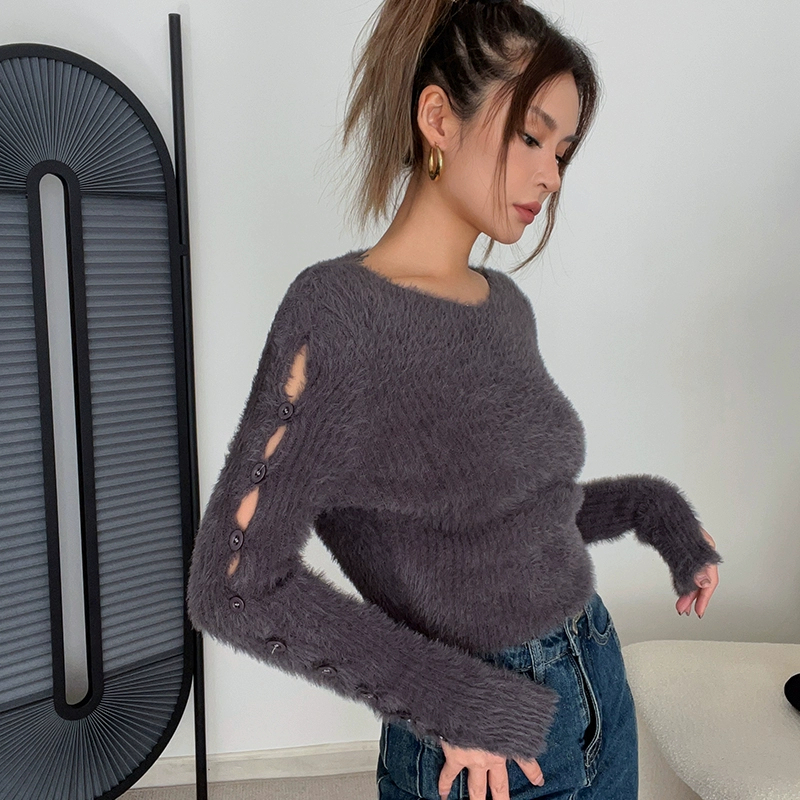 Mink-like Short Furry Sweater Skin-friendly Knit Top