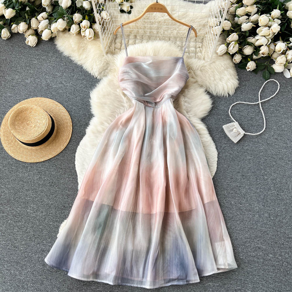 Sweet Mesh Dress Temperament Fairy Holiday Maxi Dress