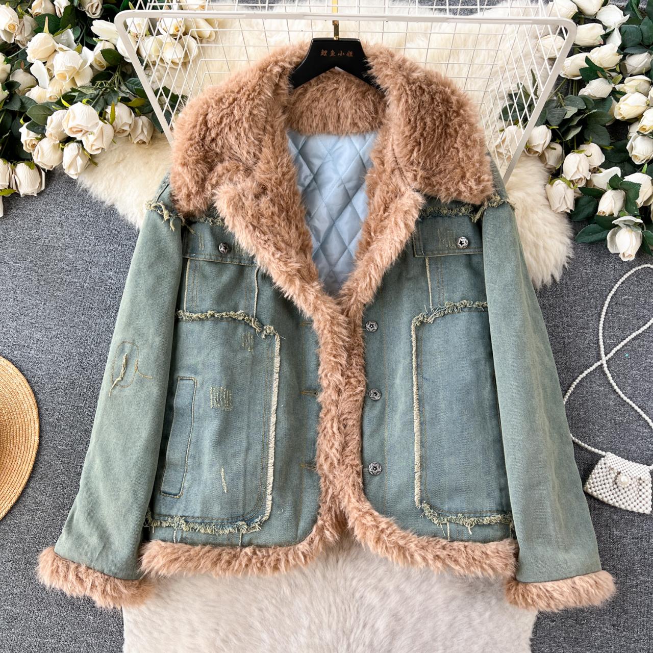 Fashion Fleece Lined Warm Denim Jacket for Women 2022 Winter Coat Western  Style Personality Fox Fur Collar Short Fur Jean Jacket - AliExpress