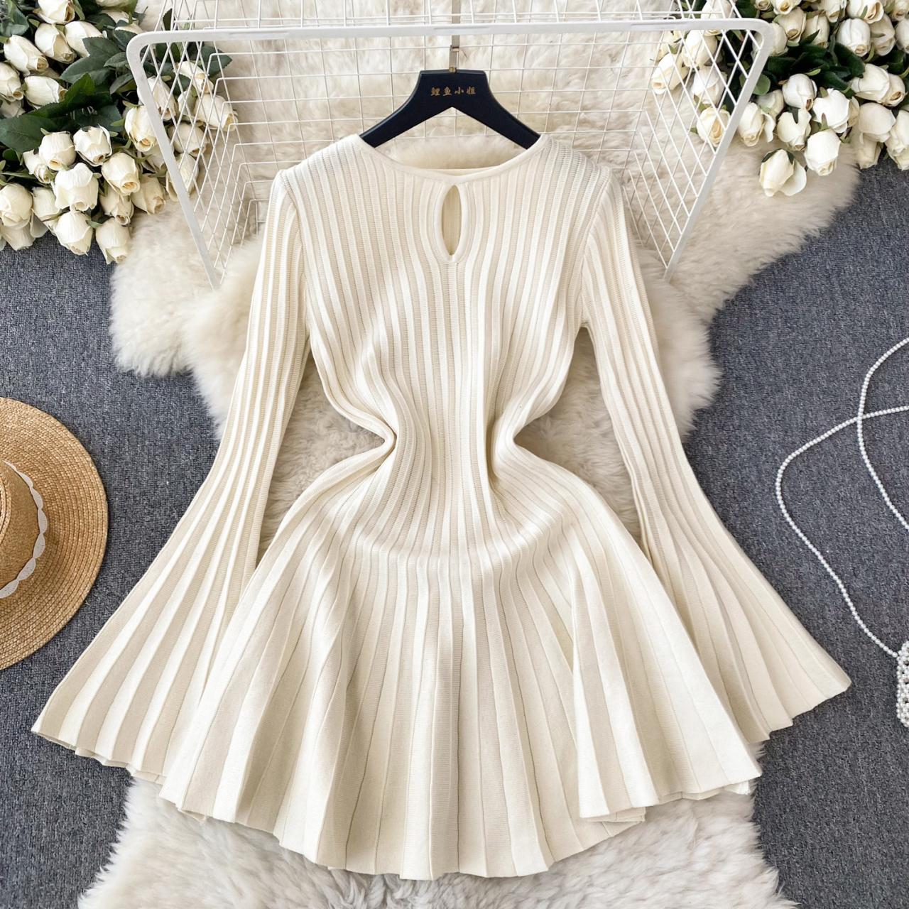 Knitted Dress Long Sleeve Sweater Dress