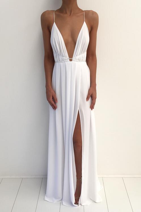 silk maxi dress with slit