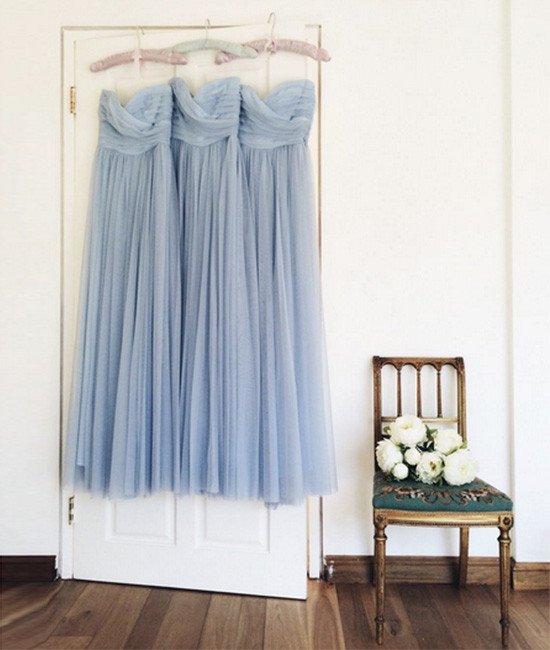 Ligh Blue Elegant Floor Length Prom Dresses,simple Chiffon Bridesmaid Dresses